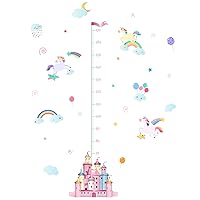 SUPERDANT 2pcs/Set Fairy Tale Height Growth Chart Wall Sticker Unicorn Self-Adhesive Height Wall Sticker Castle Decals for Bedoom Nursery Living Room Decor 38