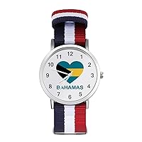Love Bahamas Nylon Watch Adjustable Wrist Watch Band Easy to Read Time with Printed Pattern Unisex