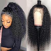 360 Lace Frontal Wig Deep Curly For Black Women Pre Plucked Baby Hair Brazilian Remy Human Hair Wavy-24inch 180% Density