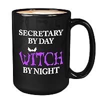 Secretary Mug Black 15oz - Secretary By Day - Secretary Halloween Employee Office Worker Coworkers