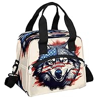 Insulated Lunch Bag for Women Men, America Wolf Reusable Lunch Box,Thermal Cooler Tote Bag Organizer with Adjustable Shoulder Strap,Lunch Container with Front Pocket for Work Picnic Hiking Beach