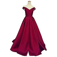 Women's Off The Shoulder A-Line Evening Ball Gowns with Bow Prom Dresses