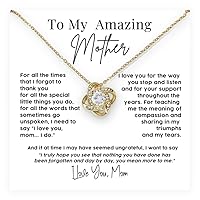 To My Amazing Mom Necklace, I Love My Mom Necklace From Son/Daughter With Heartwarming Message Card And Elegant Gift Box, Love Knot Necklace Gifts For Celebrating Mother's Day Or Birthday Presents For Mom