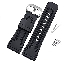 for Seven on Friday Strap P3C/02 Q1 M1/M2 28mm Waterproof Rubber Strap Buckle for Men Watchband Accessories Bracelet Belt 28mm (Color : Black no line Silver, Size : 28mm)