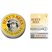 Burt's Bees Hand Skin Care & Lip Balm Stocking Stuffers, Moisturizing Lip Care Christmas Gifts for All Day Hydration, Ultra Conditioning with Shea, Cocoa & Kokum Butter, 100% Natural (2-Pack)