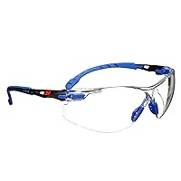 70071694510 Safety Glasses Solus 1000 Series ANSI Z87 Scotchgard Anti-Fog Clear Lens Low Profile Blue/Black Frame