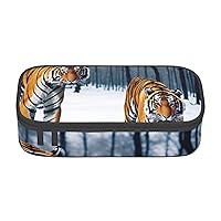 Tigers In The Snow Pencil Case Large Capacity Pencil Pouch Handheld Pen Bag Cute Pen Box With Zipper