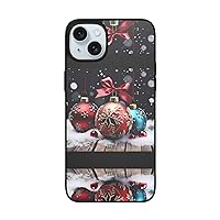 Christmas Ornament Print for iPhone 15 Soft Glass Case Back+Soft Silicone TPU Shock Protective Case