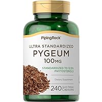 Pygeum 100mg Capsules | 240 Count | Standardized Extract | Supplement for Men | Non-GMO, Gluten Free | by Piping Rock