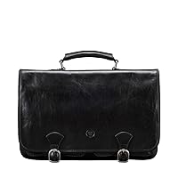 Maxwell Scott - Mens Luxury Leather Full Grain Satchel Briefcase Bag - 2 Section for Laptop - Handmade In Italy- The Jesolo2