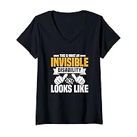 Womens This Is What An Invisible Disability Looks Like Blindness V-Neck T-Shirt