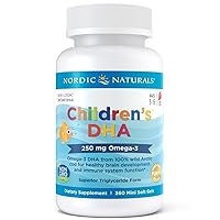 Nordic Naturals Children’s DHA, Strawberry - 360 Mini Chewable Soft Gels for Kids - 250 mg Omega-3 with EPA & DHA - Brain Development & Function - Non-GMO - 90 Servings