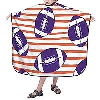 Children Hairdresser Apron With Adjustable Snap Closure American-College-Football-Purple-Orange 39x47 Inch Barber Cape Kids Hair Cutting Cape For Salon And Home