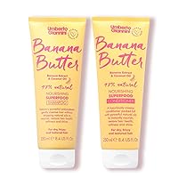 Umberto Giannini Banana Butter Nourishing Superfood Shampoo & Conditioner Set, Vegan & Cruelty Free Moisturising Formula for Dry, Textured or Frizzy Hair
