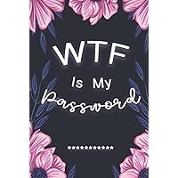 WTF Is My Password: Password Book Log Book Alphabetical Pocket Size Purple Flower Cover Black Frame 6