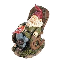 Accent Plus Solar Red Bird Rocking Chair Gnome, No Size, Brown