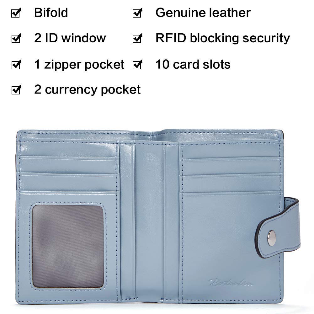 BOSTANTEN Women Handbag Genuine Leather Tote Shoulder Purses Bundle with Women Leather Wallet RFID Blocking Small Bifold Wallet with ID Window