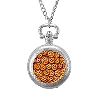 Pretzel Biscuit Vintage Alloy Pocket Watch with Chain Arabic Numerals Scale Gifts for Men Women