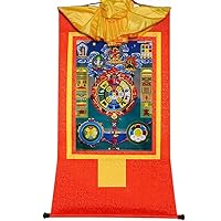 Gandhanra SIPAHO(Protection Wheel of Tibetan Calendar,Tibetan Zodiac) Tibetan Thangka Painting Art,Buddhist Thangka Brocade,Buddha Tapestry with Scroll