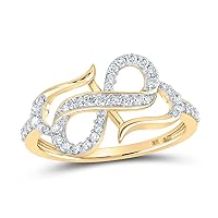 The Diamond Deal 10kt Yellow Gold Womens Round Diamond Infinity Heart Ring 1/3 Cttw