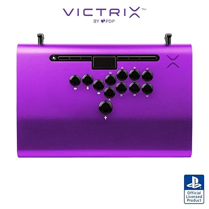Victrix Pro FS-12 Fight Stick for PS5, PS4, PC, 12-Button Sanwa Denshi, Ergonomic Detachable Joystick, Tournament Grade for Fighting Games (Purple)