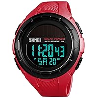 Gosasa Men's Outdoor Sports Multifunction Solar Power LED Digital Watches 50M Water Resistant