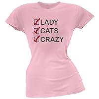 Animal World Crazy Cat Lady Check List Pink Soft Juniors T-Shirt