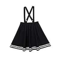 Girls Suspender Skirt Overall with Lace Ruffled Criss Cross Back Elastic Waist Casual Overall Jumper Dress