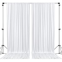 AK TRADING CO. 10 feet x 10 feet IFR Polyester Backdrop Drapes Curtains Panels with Rod Pockets - Wedding Ceremony Party Home Window Decorations - White