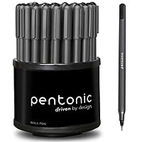 Pentonic Ballpoint Pens In Pen Organizer, Bulk 50 Count, Black Ink, 1.0 mm Medium Point, Smooth Writing For Journaling, Office & School (PEN12537)