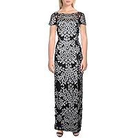 JS Collections Womens Embroidered Long Evening Dress Black 4