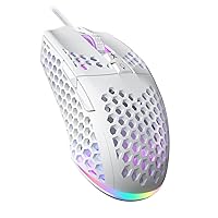 SM900 White Wired Gaming Mouse with Honeycomb Shell,12800 DPI,7 Programmable Buttons,Lightweight Gaming Mice Ergonomic Computer Mouse Gaming for Windows/PC/Mac/Laptop Gamer