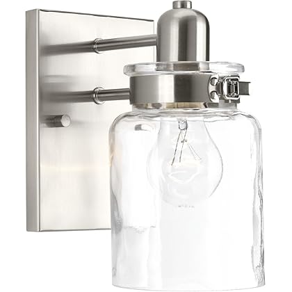 Calhoun Collection 1-Light Clear Glass Farmhouse Bath Vanity Light Brushed Nickel