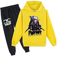 Unisex Kids Pull Over Sweatshirts and Sweatpants Set,2 Piece Graphic Long Sleeve Hooded Outfits for Boys Girls