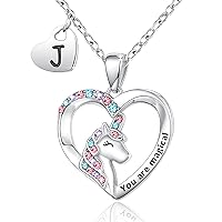 Initial Unicorn Necklace for Daughter Granddaughter Niece, Cute Birthday Easter Mother's Day Christmas Thanksgiving Gifts