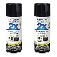 Rust-Oleum 331172 Painter's Touch 2X Ultra Cover Spray Paint, 12 oz, High Gloss Black (Pack of 2)