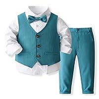 IMEKIS Toddler Baby Boy Christening Outfit Christmas Kids Bowtie Shirt Waistcoat Pants Wedding Holiday Tuxedo Gentleman Suits