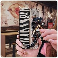 Lulumi-Phone Case for Oppo R17, Dirt-Resistant Cartoon Bear Bracelet Protective case Silicone Black Pearl Pendant Skin-Friendly Feel Back Cover Soft case Anti-Knock Simplicity