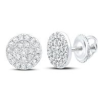 The Diamond Deal 14kt White Gold Womens Round Diamond Star Earrings 1/2 Cttw