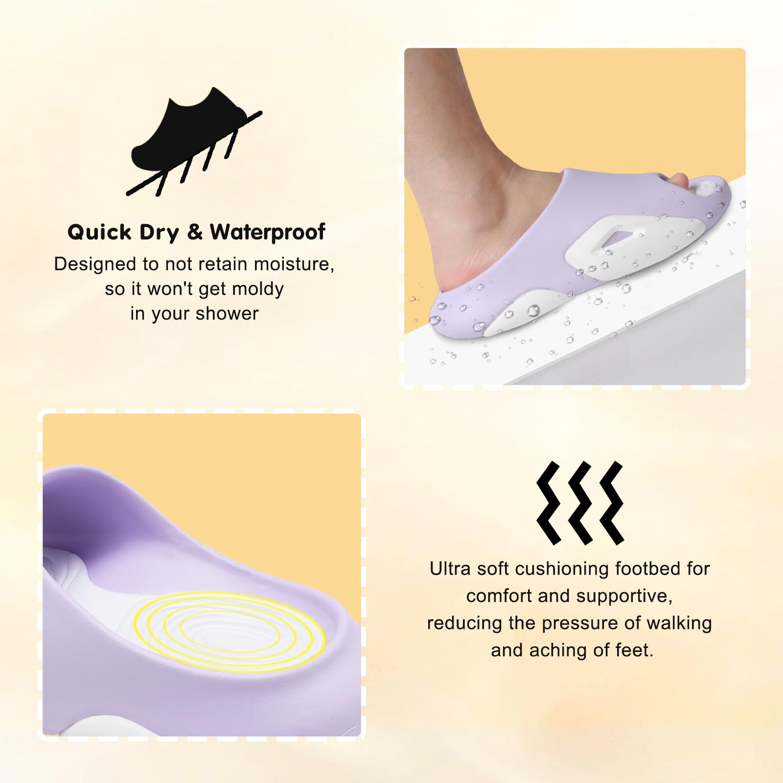Besroad Womens Mens Cloud Slippers Recovery Sandals Arch Support Sport Slides Non-Slip Thick Cushion Reduces Stress on Feet Quick Drying Shower Slippers Bathroom Sandals Indoor Outdoor Post-Exercise