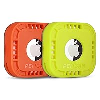 Pelican Protector - Airtag Holder/Case with 3M Adhesive Sticker [2 Pack] Protective Shockproof Cover for Apple Air tag - Hidden Stick On Mount for Bike Travel TV Remote Car Luggage - Yellow & Orange