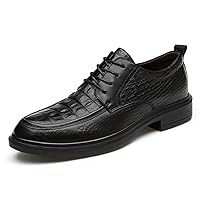 Men's Genuine Leather Oxfords Pull Tap Lace Up Burnished Toe Shoe Anti Slip Formal