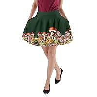 CowCow Womens Skater Skirt Snails Mushrooms Pattern Swing A-line Skirt with Pockets, XS-3XL