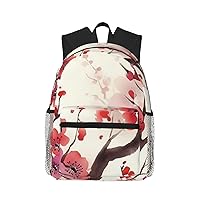 Japanese Spring Plum Floral Backpack Laptop Men Business Work Casual Daypack Women Lightweight Travel Bag