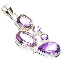 Natural Amethyst Handmade Unique 925 Sterling Silver Pendant 2