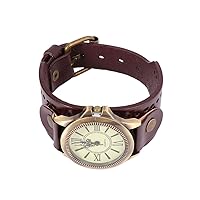 Vintage Quartz Watches Vintage Roman Literal Wristwatch with Leather Strap Casual Quartz Wrist Watch for Woman (White)