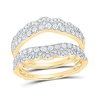 The Diamond Deal 14kt Yellow Gold Womens Round Diamond Wrap Enhancer Wedding Band 3/4 Cttw