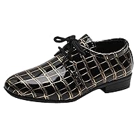 Fashion All Seasons Boys Leather Shoes Pointed Toe Low Heel Lace Up Leather Grain Comfortable Dress Toddler Size 5 Shoes