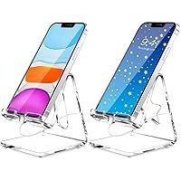 Crpich Acrylic Cell Phone Stand, Portable Phone Holder, Clear Phone Stand for Desk, Compatible with Phone 13 12 Pro Max Mini 11 Xr 8 Plus SE, Switch, Android Smartphone, Pad, Tablet, Desk Accessories…