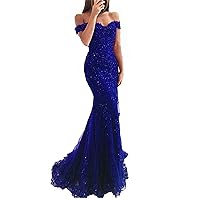 Mermaid Prom Dresses Lace Off Shoulder Wedding Guest Dresses for Women Holiday Long Formal Cocktail Gowns